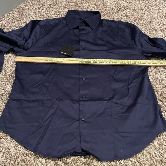DSTRCT & row NWT slim fit navy long sleeve button up shirt - Picture 9 of 9